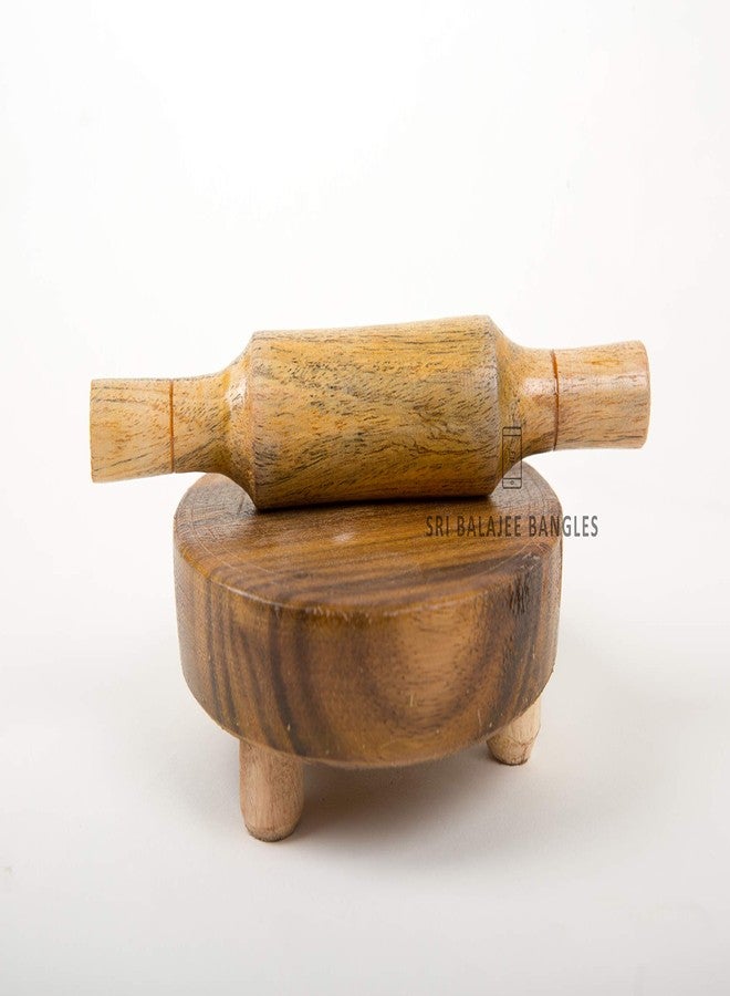 Sri Balajee Bangles Eco-Friendly Wooden Rural Kitchen Toy Play Set for Kids Girls (Multicolored) (Kids_Chakla_belan) - Image 1